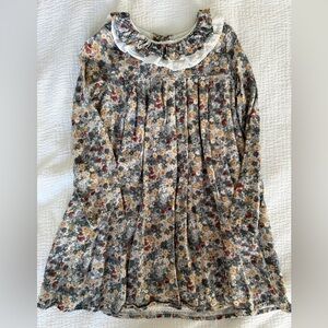 La Coqueta Kids Floral Long-Sleeve Ruffle Collar Dress, size 7